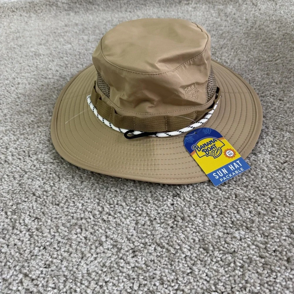 Banana Boat Hat Boonie Mens One Size Beige Packable Wide Brim UPF 50+ Outdoor